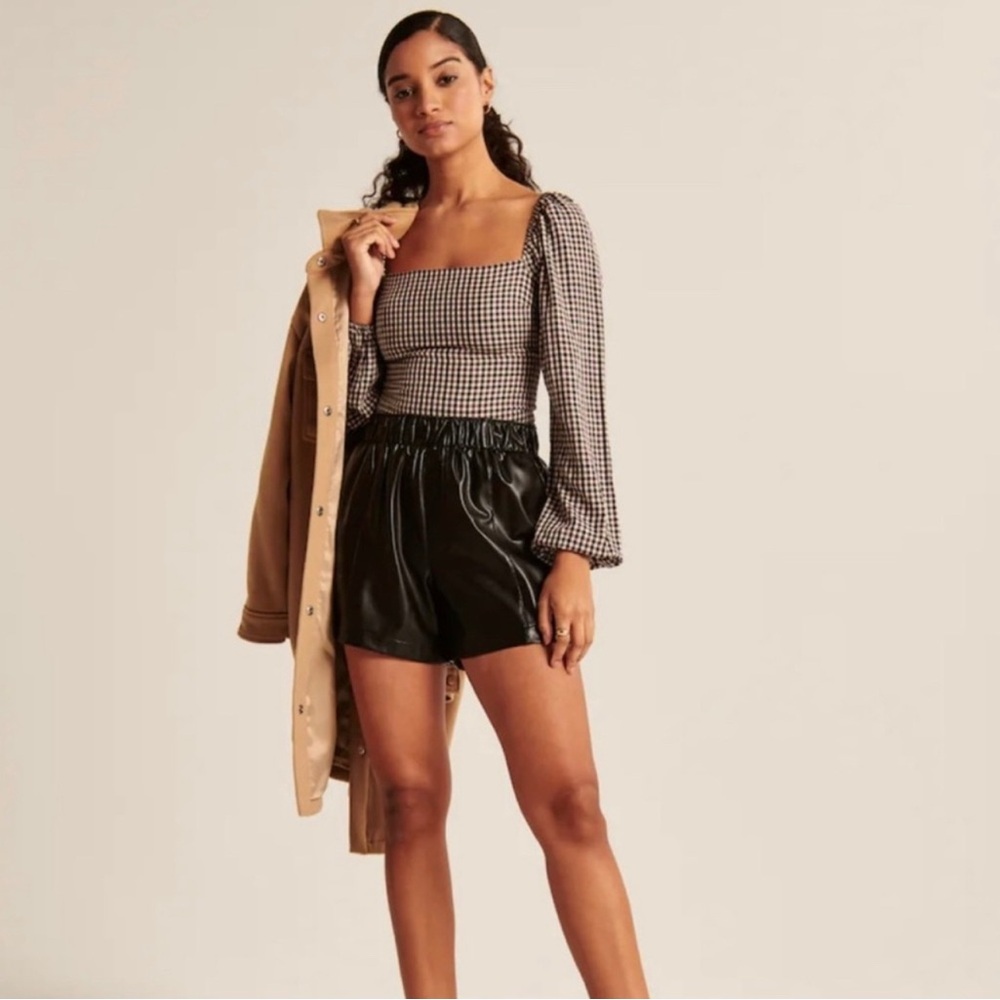 Abercrombie & Fitch - Long-Sleeve Plaid Puff Sleeve Top - Size M